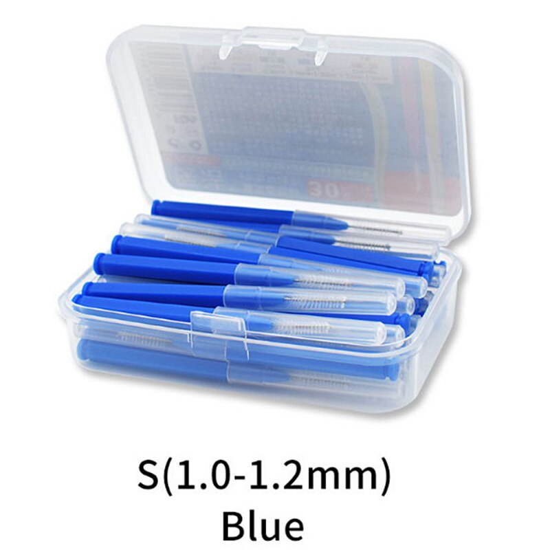 30Pcs/set I Shaped Interdental Brush Denta Floss Interdental Cleaners Orthodontic Dental Teeth Brush Toothpick Oral Care Tool: Blue
