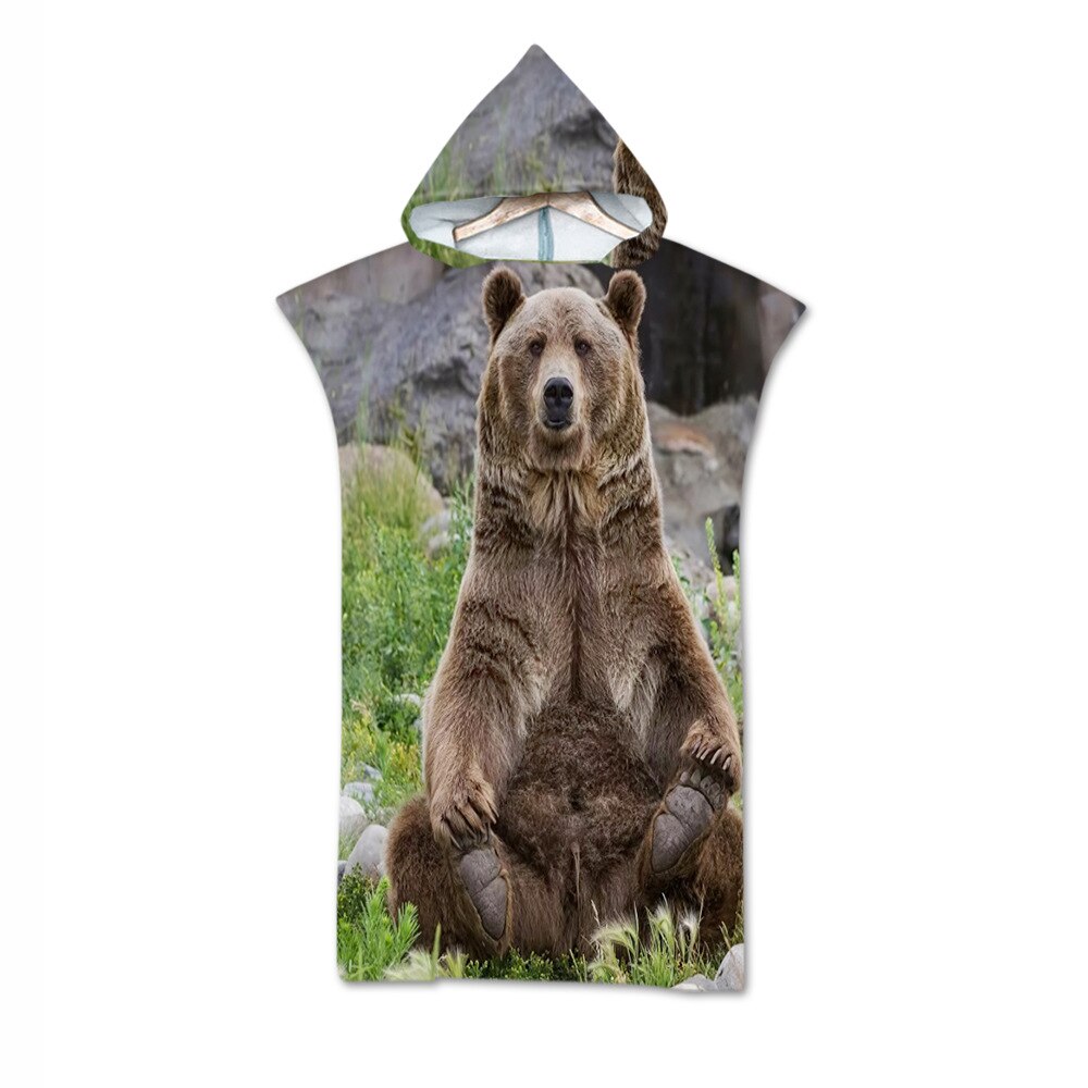 Microfiber Gedrukt Hooded Strandlaken Voor Volwassenen Quick Dry Zwembad Poncho Badhanddoek Met Mantel Badjas: Army Green