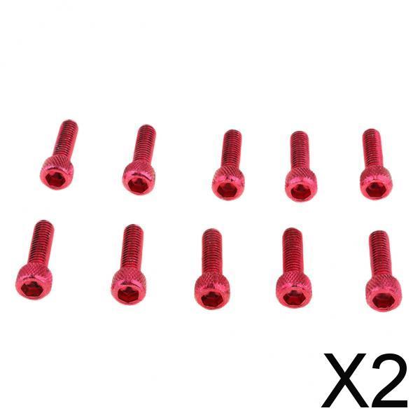 2x 10pcs M6x20mm Aluminum Hex Socket Screws Head Key Bolt Red