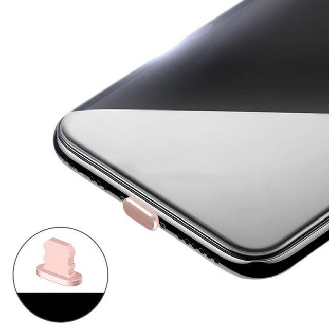 Metal skin pc oplader port anti støv stik til iphone 7 8 x 6s plus hætte stop cover telefon tilbehør universal ladestik: Rose guld
