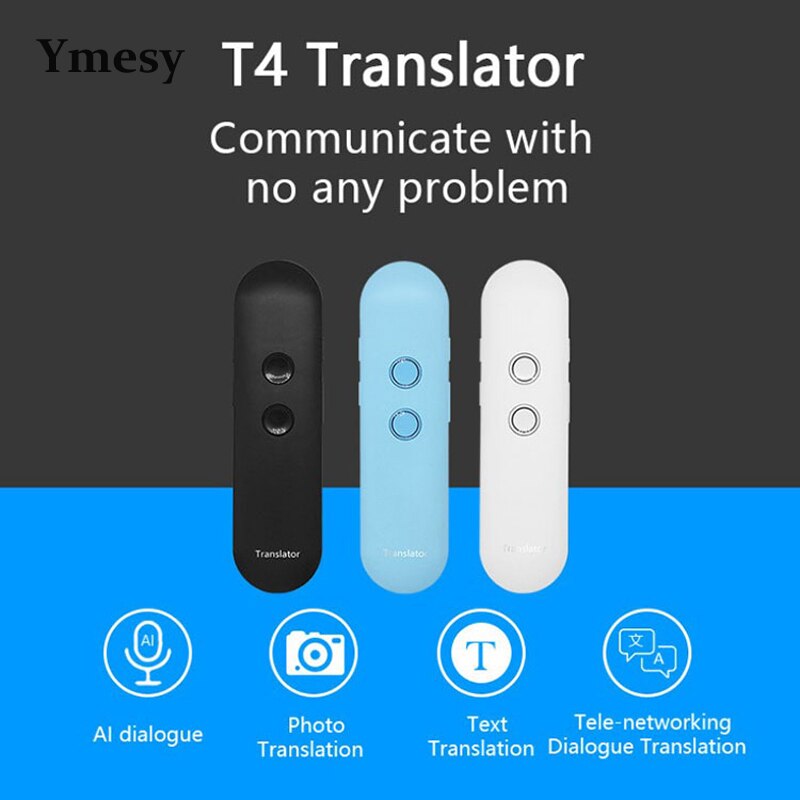 Ymesy T4 Voice Instant Vertaler Draagbare Intelligente Voice Vertaler Bluetooth Pocket Multi-Taal Reizen Vertaler