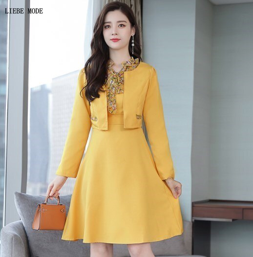 Damen Beiläufige Kurze Kleid Anzüge Süße Jacke und Kleid 2 Stück einstellen Outfit Büro Tragen Frauen Kleid mit Blazer Rosa gelb Grün