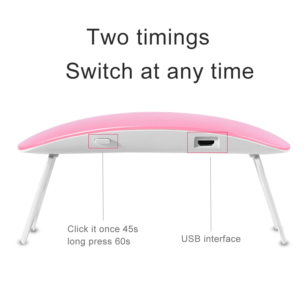 SUN mini-secador de uñas para esmalte de Gel, lámpara UV LED portátil de 6W con Cable USB para manicura, color rosa o blanco