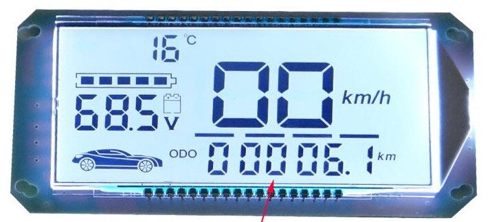 Lcd-scherm dashboard snelheidsmeter voor elektrische scooter elektrische fiets driewieler onderdelen wit/blauw kleur 48 v-120 v batterij indicator