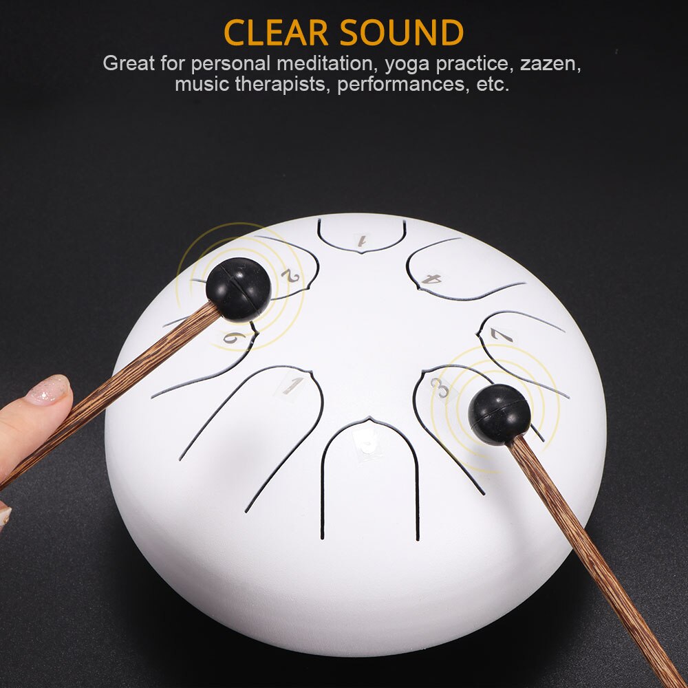 Bęben językowy 6-Cal stali nierdzewnej język perkusja 8 strojenie tamburyn zbiornik zawieszenie bęben saszetka na pasek instrument perkusyjny akcesoria