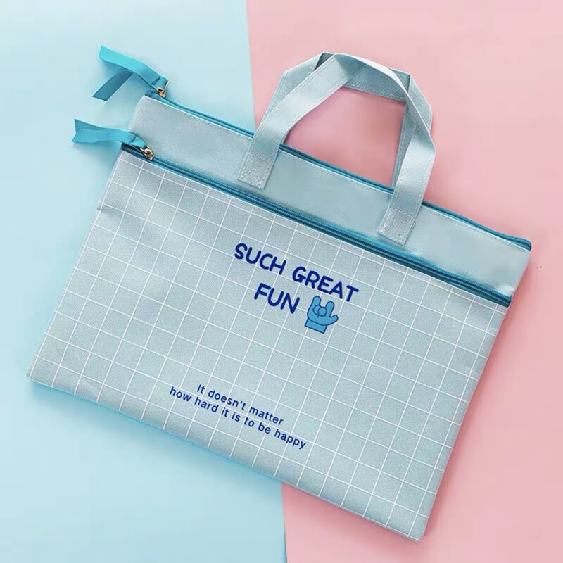 MINKYS Waterproof Canvas Double Layer A4 Folder Organizer Bag Document File Bag Folder Storage Bag School Office Stationery: B1