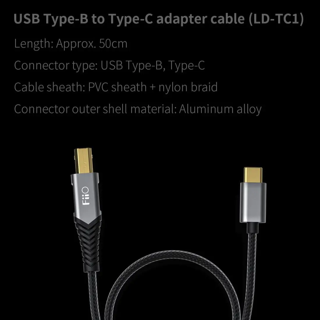 Fiio LD-TC1 LD-LT1 USB type-b à type-c câble adaptateur de foudre Portable environ 50 cm pour amplificateur de casque HiFi K9 PRO K5 Pro