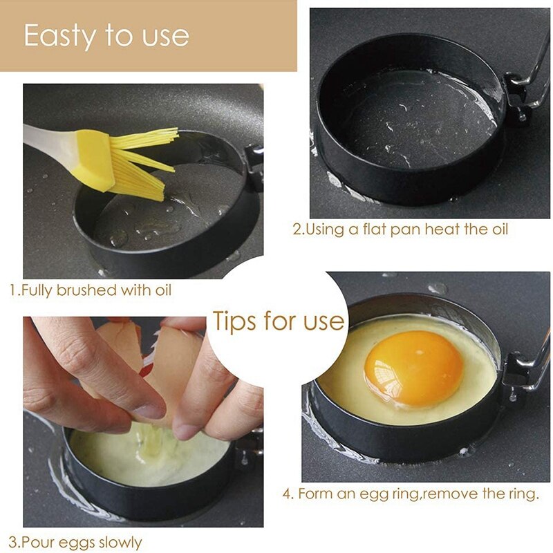 Egg Rings Set Breakfast Omelette Round Shaped Egg Pan Ring Nonstick Pan Omelette for Breakfast Molds,Loose Pie Pancake