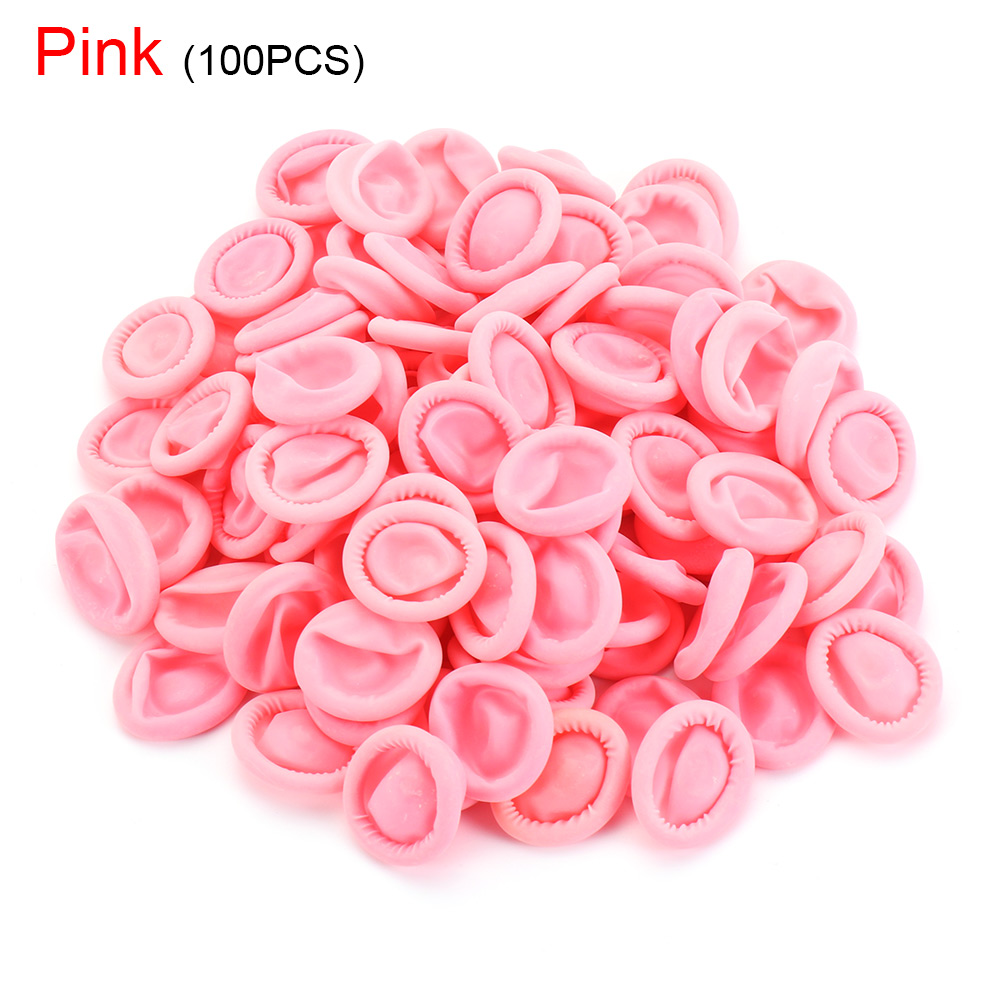 100 Pcs Wegwerp Vinger Cover Natuurlijke Rubber Antislip Anti-Statische Latex Vinger Babybedjes Vingertoppen Protector Handschoenen Nail art Tool: pink