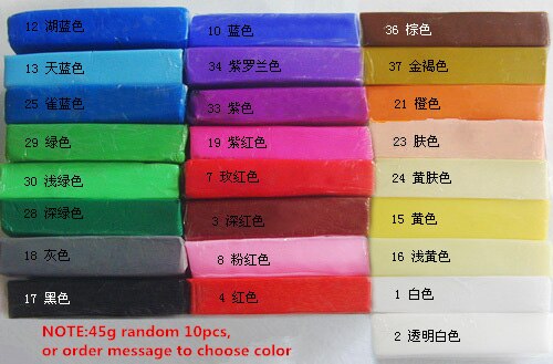 Pâte polymère douce 450 professionnelle de , pâte à cuire au four, bricolage, Sculpture de poupée, modélisation du sol en céramique, poterie: 10pcs 45g random