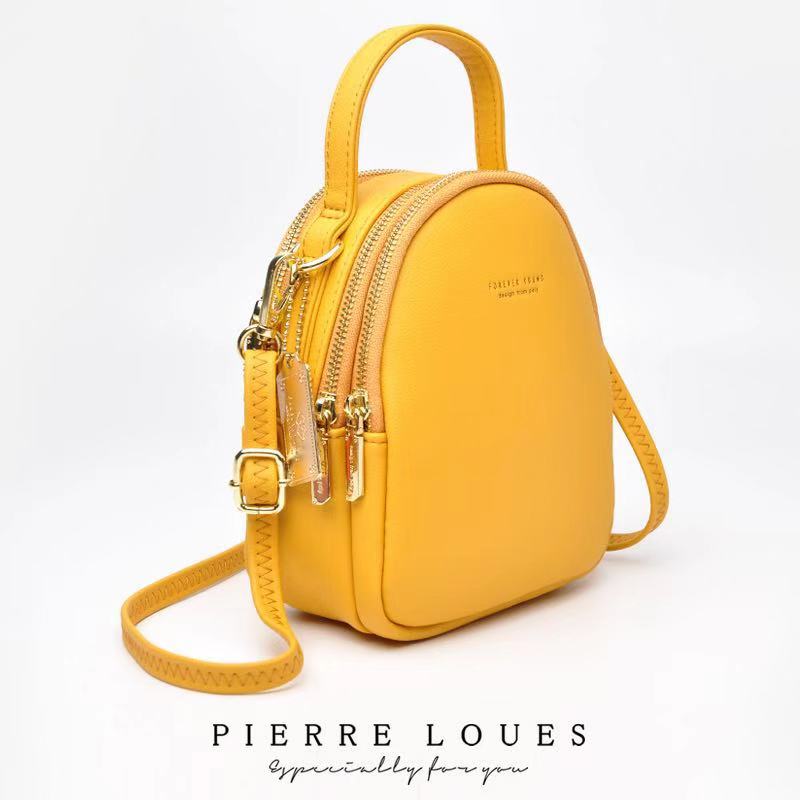 Meerlaagse schouderriem met rits, drielaagse kleine tas, dames crossbody tas, zomerse leeftijdsreductie, compact, voor twee doeleinden geschikt: Geel