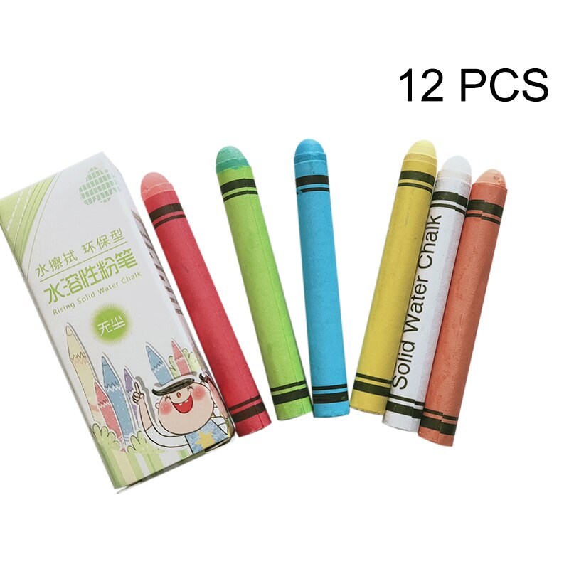 6/12/18/30/60 Pcs Chalk Water-Soluble Dustless Erasable Solid Chalk for Children Kids Graffiti ENA88: 12 pcs