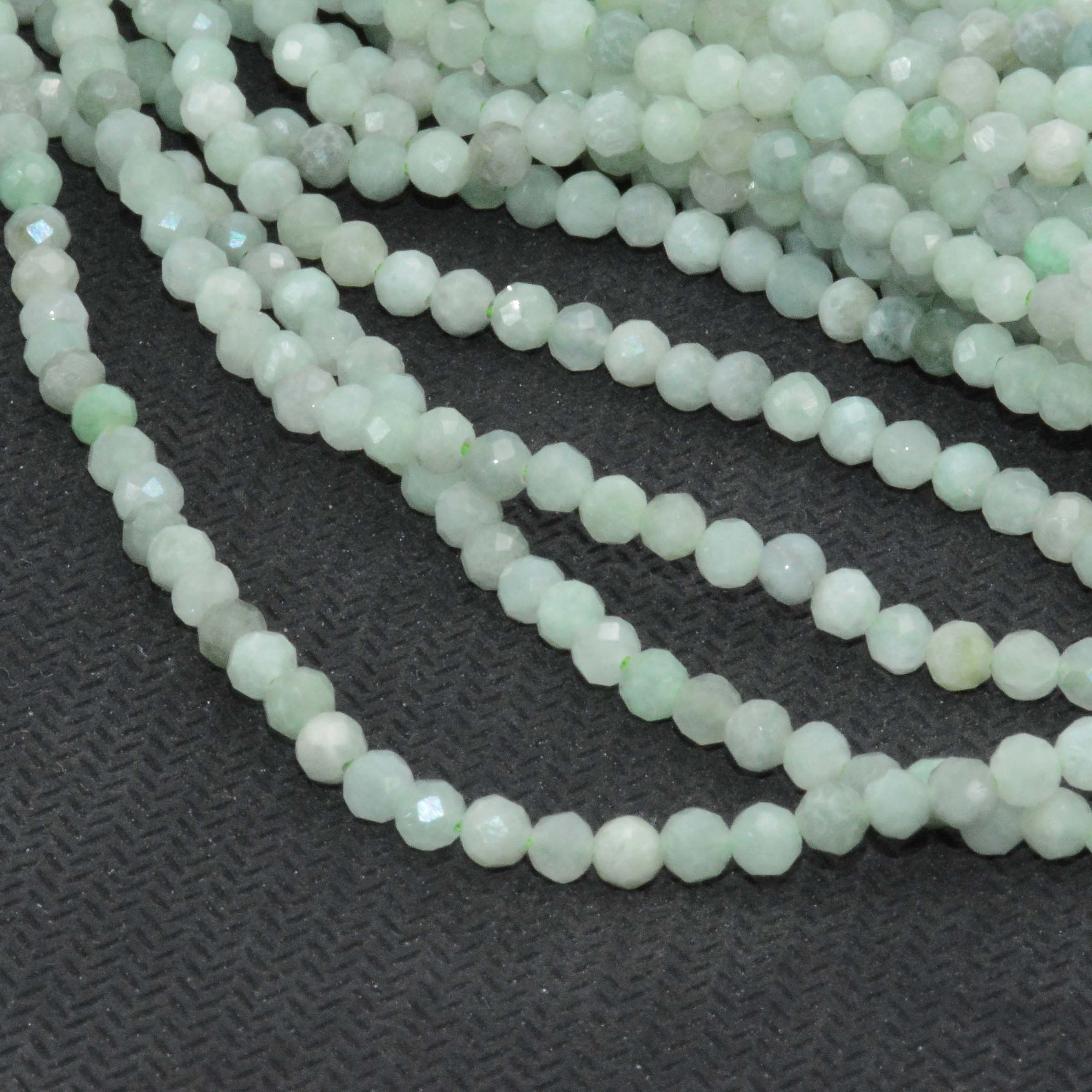 Natural Burma Jade Faceted Round Beads 3mm