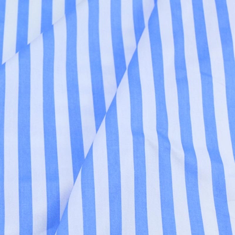 160CM * 50CM tela de algodón azul gris rojo caqui negro 1 cm tela de rayas para DIY ropa de cama remiendo de ropa decoraciones textiles para el hogar: BLUE stripe