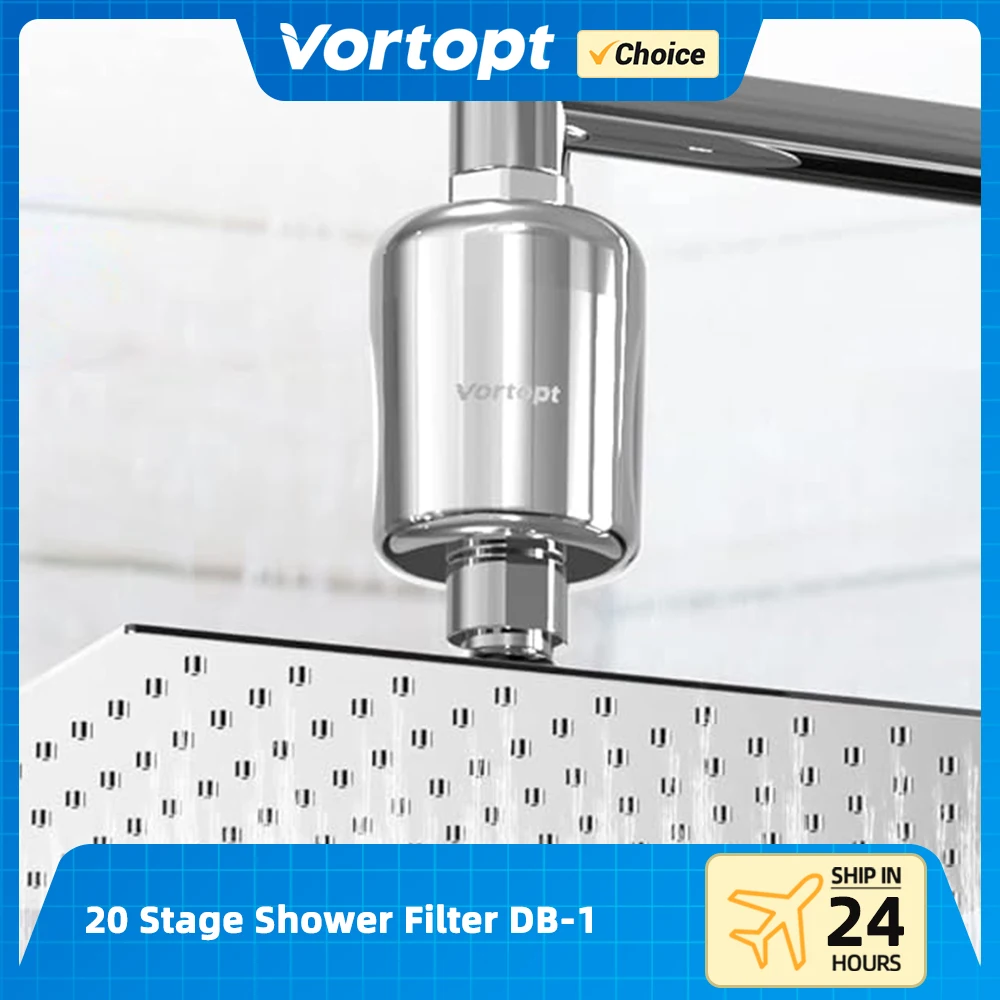 Vortopt 20- trins brusefilter db -1 brusehovedfilter til hårdt vand fjerner klor, fluorid, tungmetaller, sedimenter, urenheder