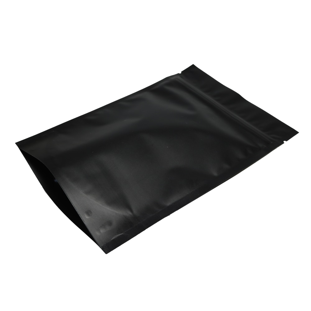 100pcs Heat Seal Zip Lock Package Bags Aluminum Foil Mylar Tear Notch Matte Black Stand Up Bag
