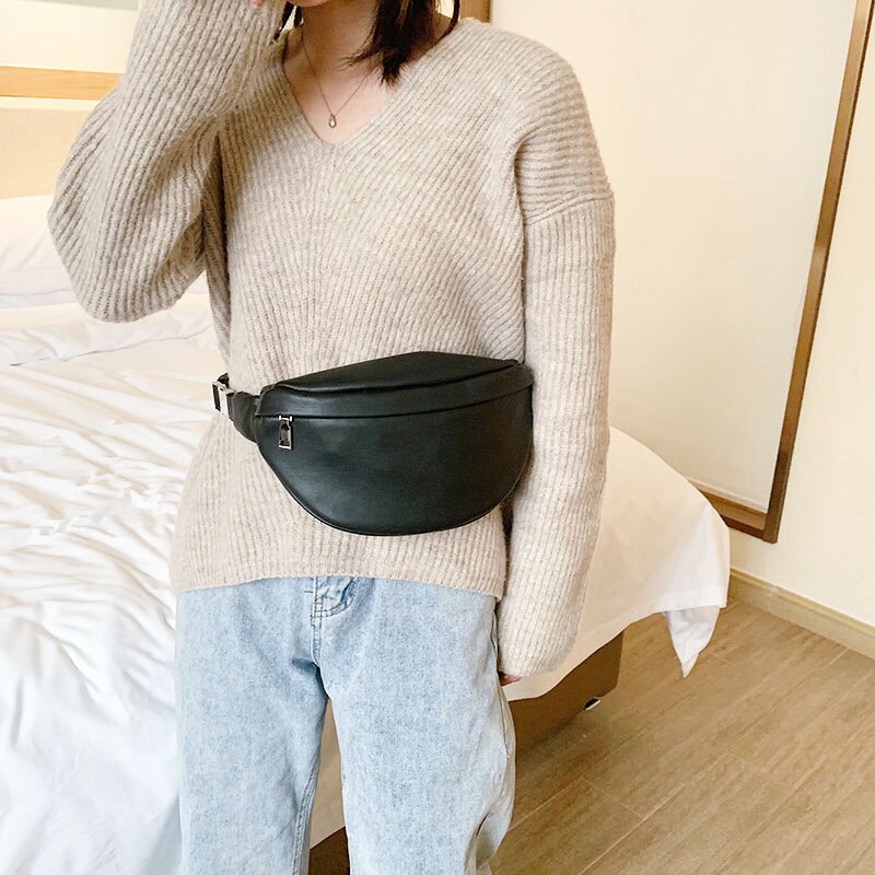 Casual Taille Tas Toevallige Vrouwen Borst Bag Schoudertassen Vrouwelijke Pu Lederen Riem Zakken Vrouwelijke Bolso Fanny Pack