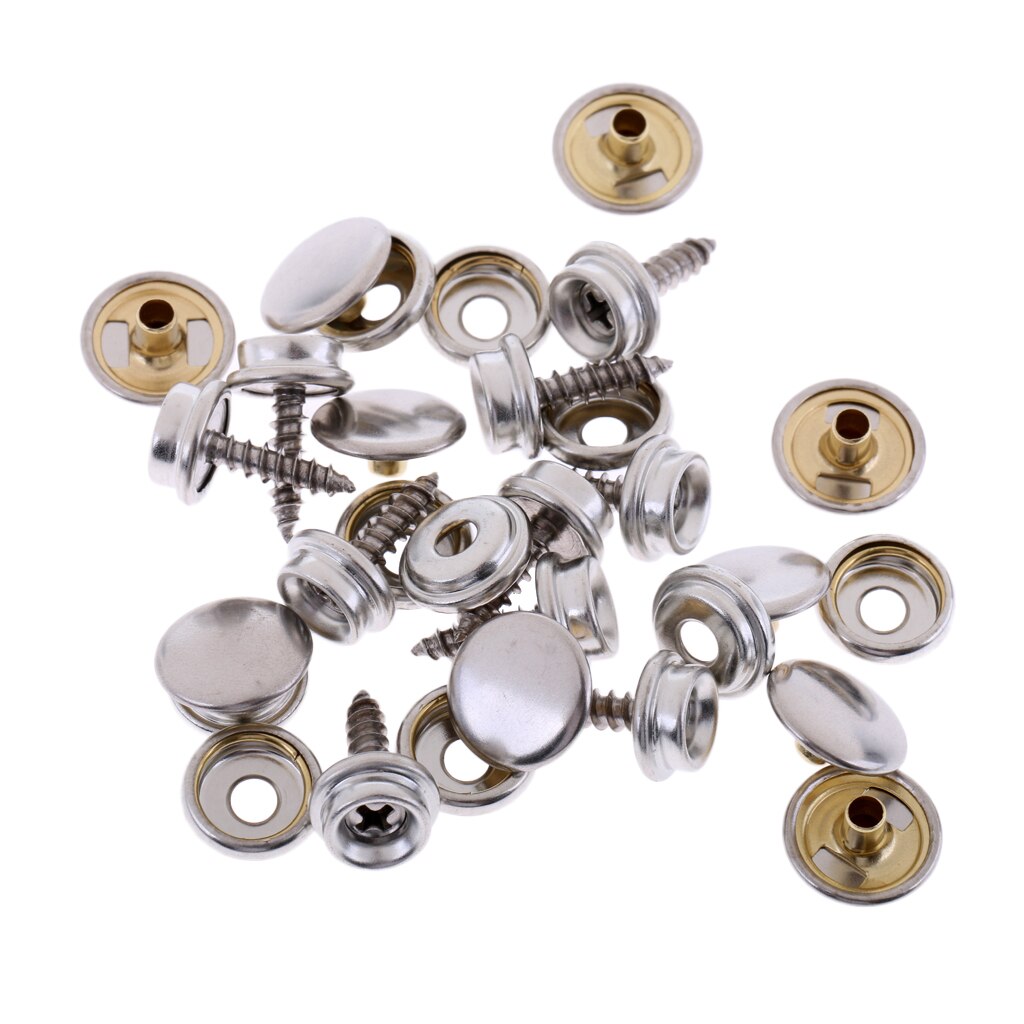 10 Pieces Stainless Steel Fastener Screw Snap, Marine Grade, 3/8" Socket, Silver