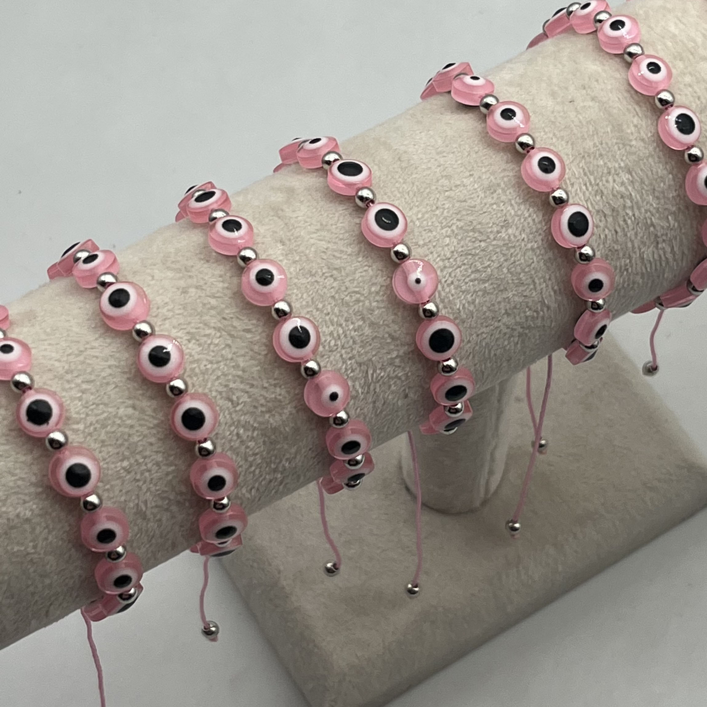 12 Pcs Evil Eye Armbanden Colorfu Enkelband Boho Hand-Geweven Geluk Armband Voor Moeder Vader Meisje Jongen Armband: pink