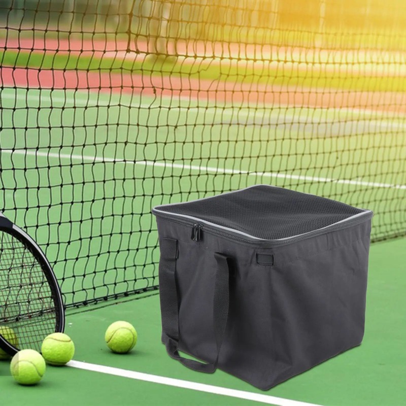 Tennisball-Wagen-Tasche für 160 Bälle, große Ballkapazität, Aufbewahrungstasche aus Oxford-Stoff, schwarz, kompakter Tennisballkorb für Höhle Unterricht