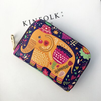 Famous Brand Credit Card Holder Porte Carte Printting Cartoon Children's Purse Card Wallets Monederos Para Mujer: 2elephont coin holde