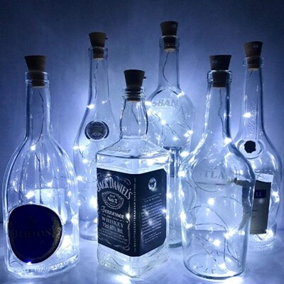 LED Kork Gebühr Lichter draussen Solar- Wein Flasche Schnur Lichter Kupfer Draht Nacht Licht Für Weihnachten Hochzeit Garten Party Dekor: Weiß