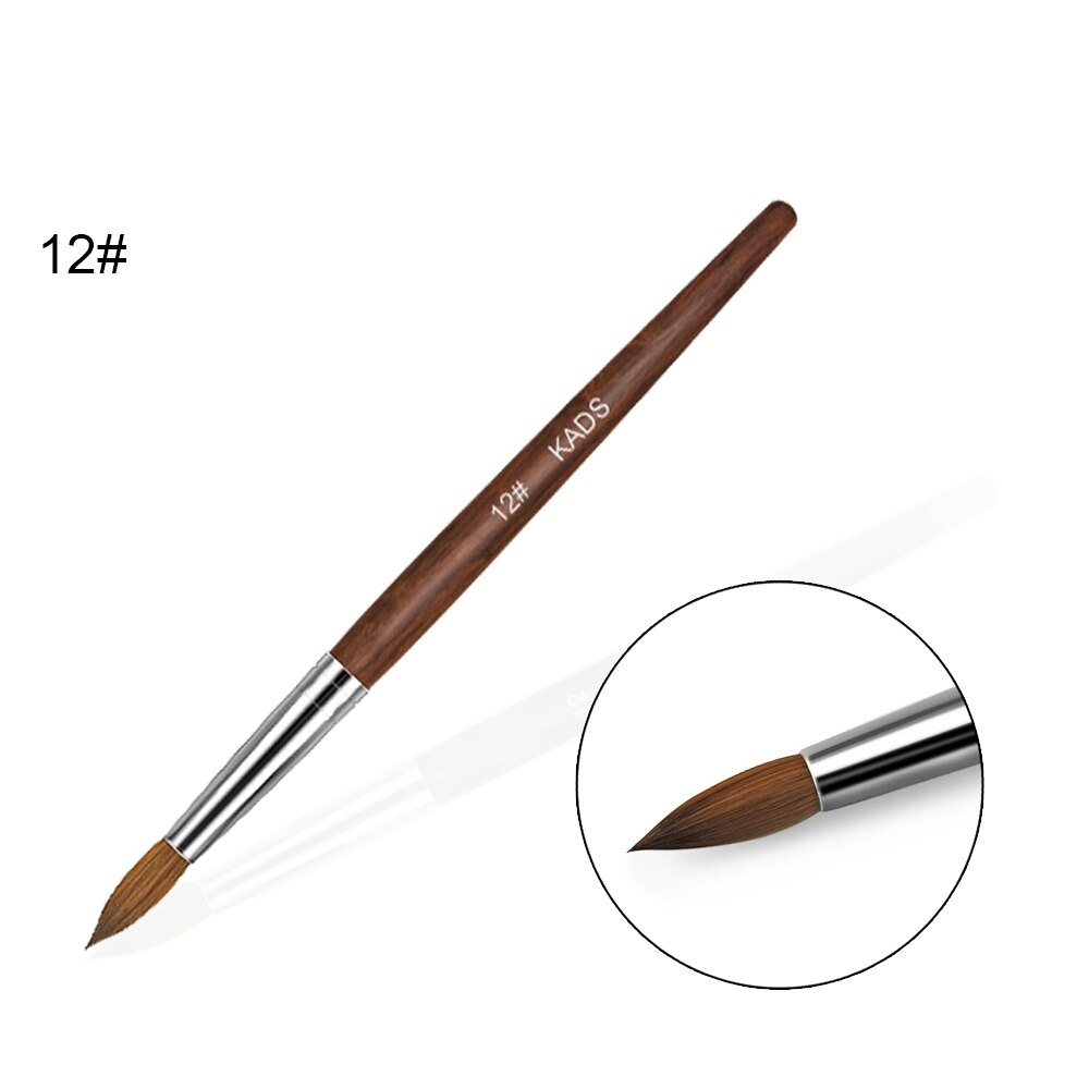1 st kolinsky sable akryl borste uv gel carving pen pensel flytande pulver diy nagelteckning platt rund röd trä nagelkonst pensel: Borstomgång 12
