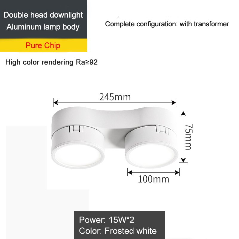 Surface Mounted LED Downlight 2 Head Dimmable Rotatable Foldable Lamp Ceiling Spot Light For Indoor Lighting