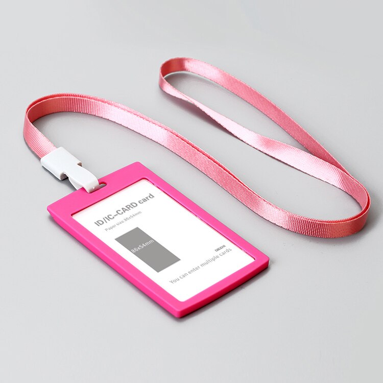 86x54mm ID Karte Halter Horizontale/Vertikale mit Original Lanyard, für Studenten/Business/Mitarbeiter, Preis: V Rose Red Set