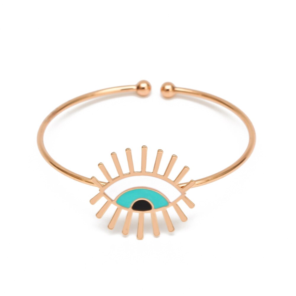 Lucky Eye wielokolorowy turecki Evil Eye bransoletka złoty kolor otwarta bransoletka Bangle regulowany dla kobiet biżuteria dziewczęca BE115: 6