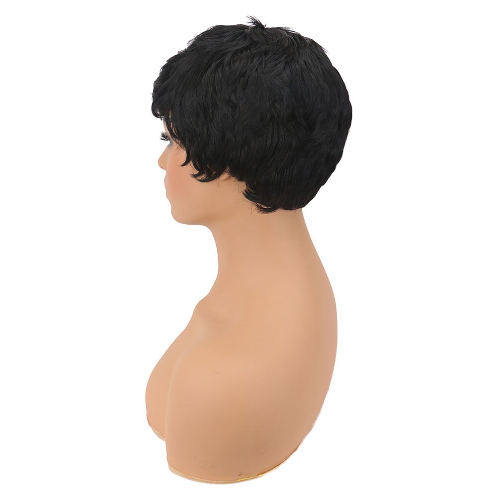 Capricios w femei peruci sintetice scurte negre peruci par natural peruca par rezistent la caldura pentru femei