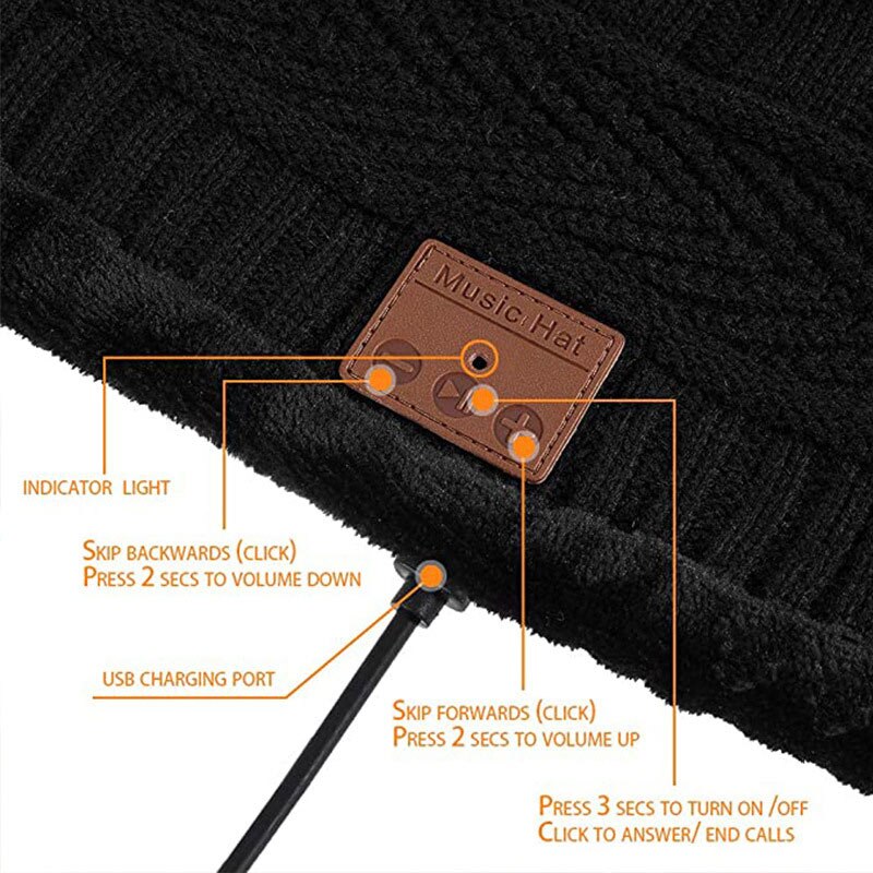 Gorro con Bluetooth V5.0, bufanda, auriculares inalámbricos, gorro para exteriores, invierno, esquí, montar