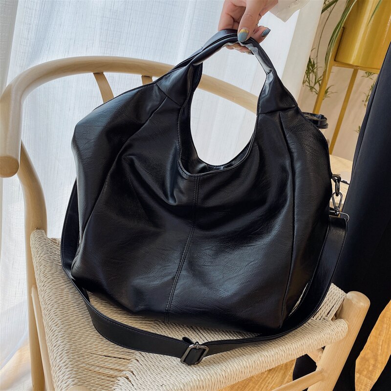 Grønne unike skuldervesker dame- og #39 ;s store shopper-tote-vesker stor kapasitet hobos bag dame mykt skinn messenger veske veske: Svart