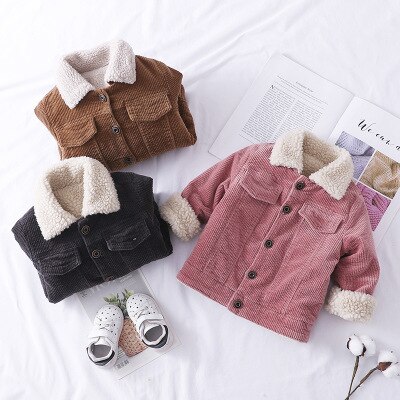 Winter Baby Lam Wollen Jas Voor Meisjes Kinderen Enkele Breasted Corduroy Jassen Voor 1 2 3 4 Jaar Baby jongens Dikker Warme Jassen