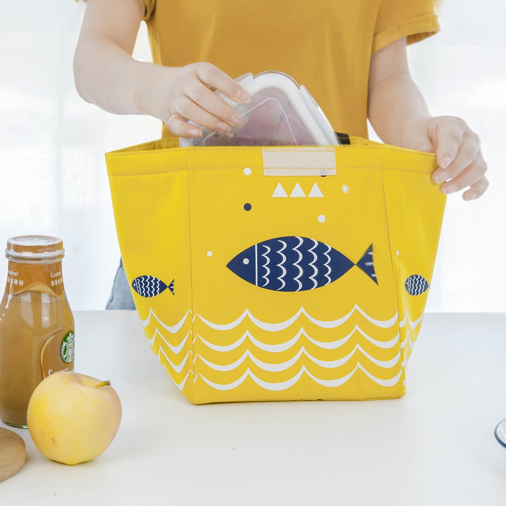 Bonamie Verkoop! Waterdichte Oxford Tote Lunch Tas Grote Capaciteit Thermische Voedsel Picknick Lunch Tassen Voor Vrouwen Kid Mannen Vis Patroon