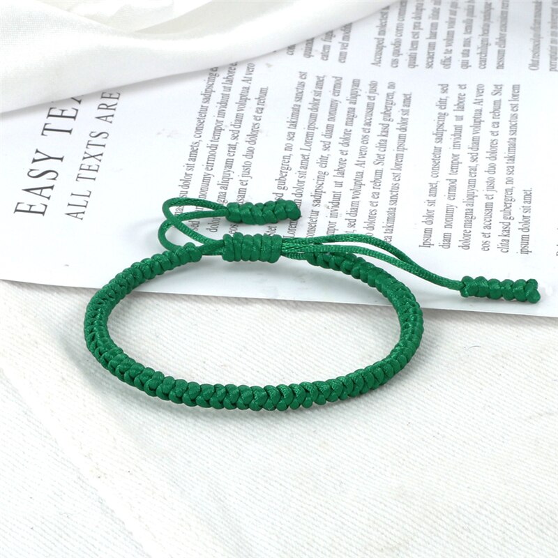 Pulseira trançada de fio verde, pulseira para homens, mulheres, tecido pela mão, corda da da sorte, pulseiras de oração, joias unissex