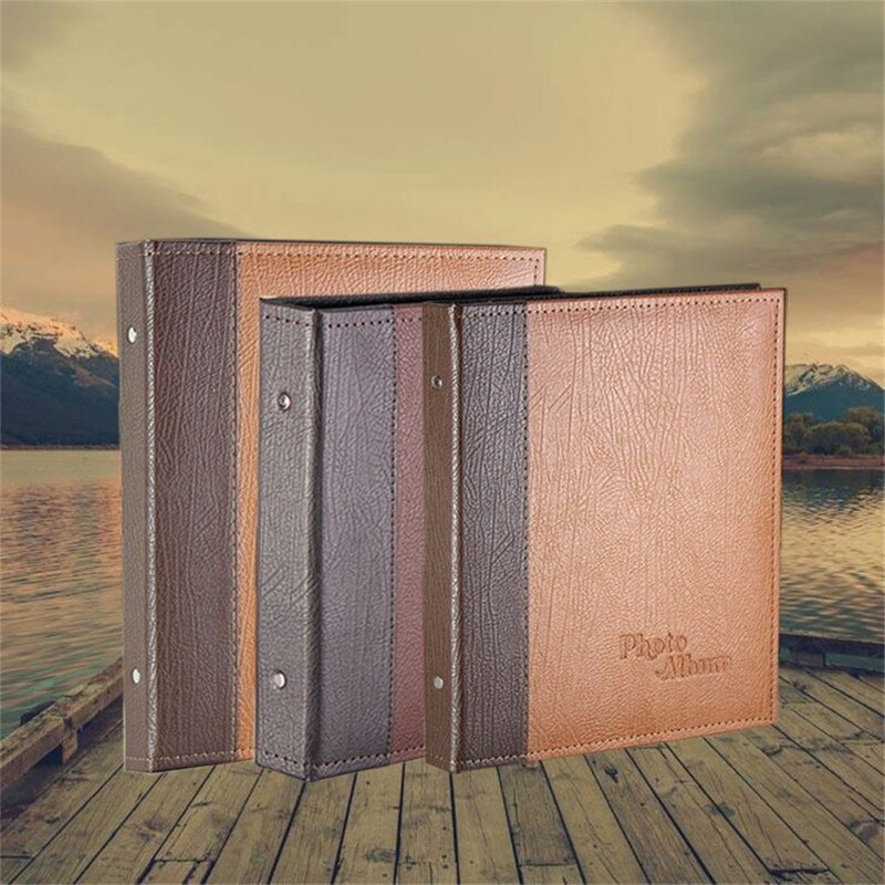 160 pockets PU Leather Photo Album Vintage Carved Handmade DIY Insert Scrapbook Foto Albums Flush Mount Album