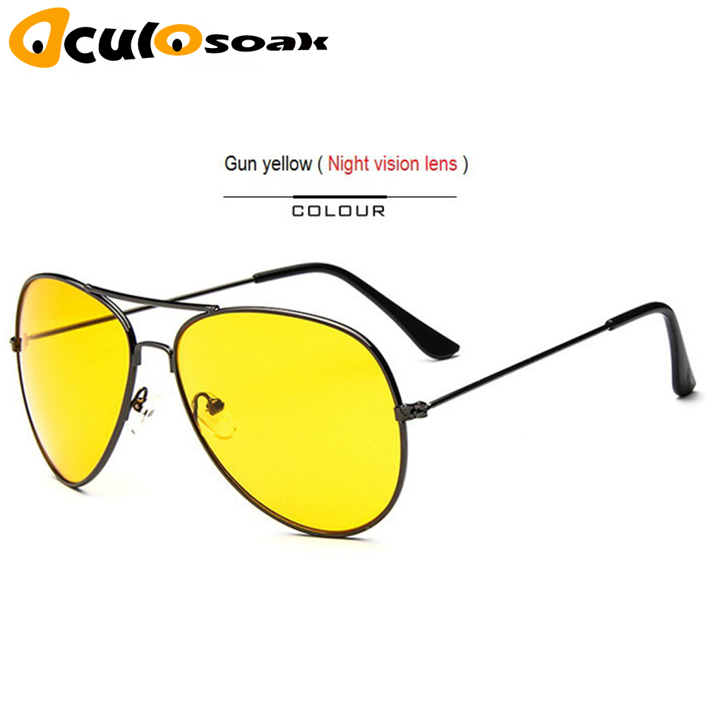 Classic Clear Glazen Goud Frame Vintage Zonnebril Vrouwen Mannen Optische Luchtvaart Brillen Transparant Clear Oculos De Grau: Night Vision GOLD