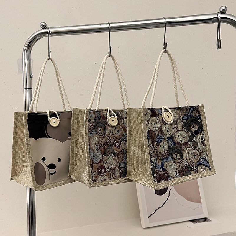 Borsa a tracolla da donna Kawaii orso borsa a tracolla con stampa su tela femminile studente di moda Shopping borsa portatile borsa da donna regali per ragazze