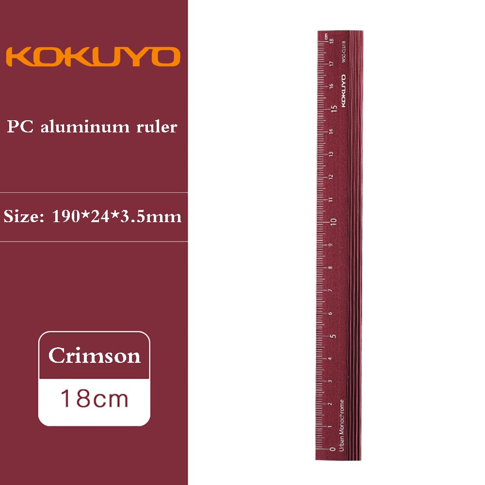KOKUYO-Regla portátil de medición para oficina, artículo de papelería para la escuela, material de plástico translúcido duradero, 18 Cm, Japón: Crimson