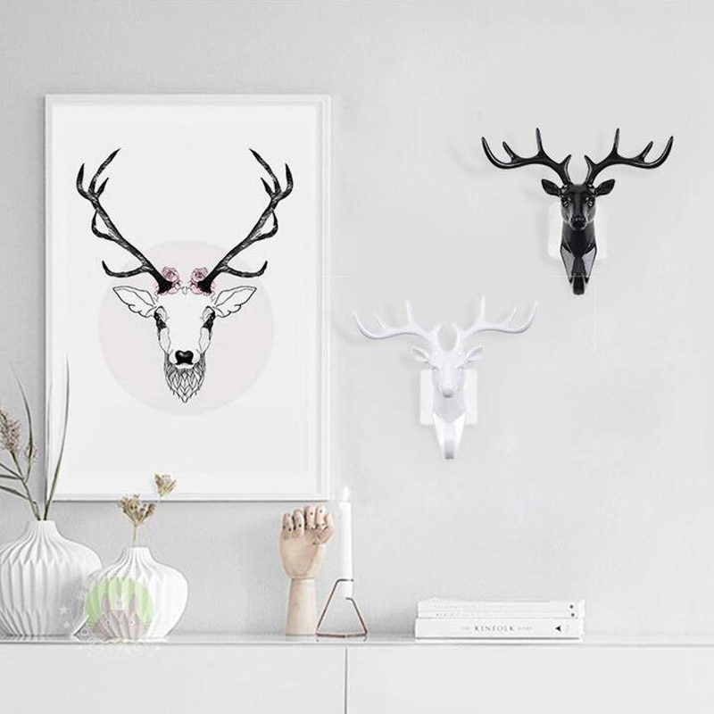 Wall Hanger Deer Antler Style Hat Coat Bag Rack Hooks Holder Decor Self Adhesive DIY Rack Vintage Stag Head Hook Art Home