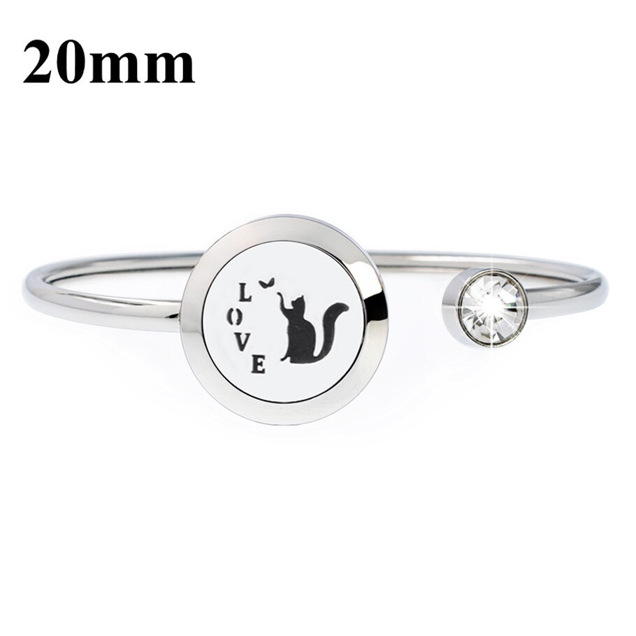 20mm 316L stainless steel Magnetic Aromatherapy locket Essential oil diffuser bangles bracelet free 10pcs pads: GQ067