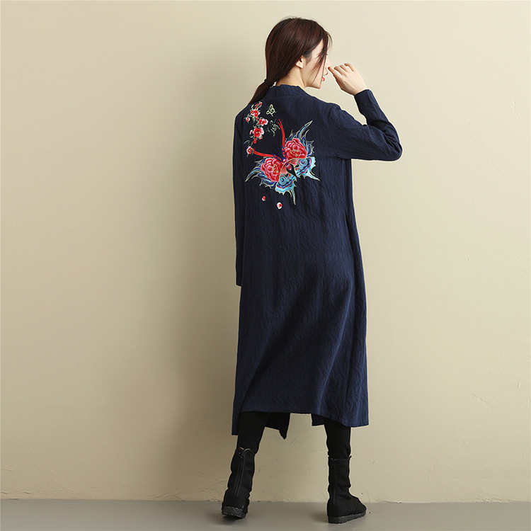 Nationalität Kleidung Baumwolle Hanf Blume Zurück Stickerei Schmetterling frauen Chineset-Chinesische Kleidung für frauen Kleidung.