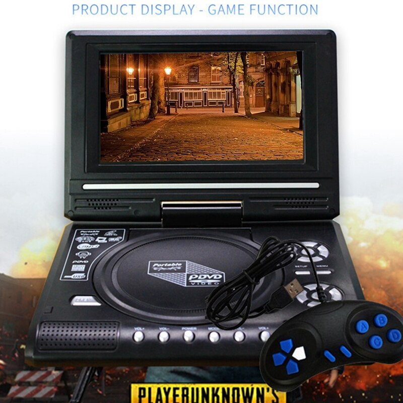 7.8 Inch TV Home Car DVD Player Portable HD VCD CD MP3 HD DVD Player USB SD Cards RCA Portable Cable Game 16:9 Rotate LCD Sc