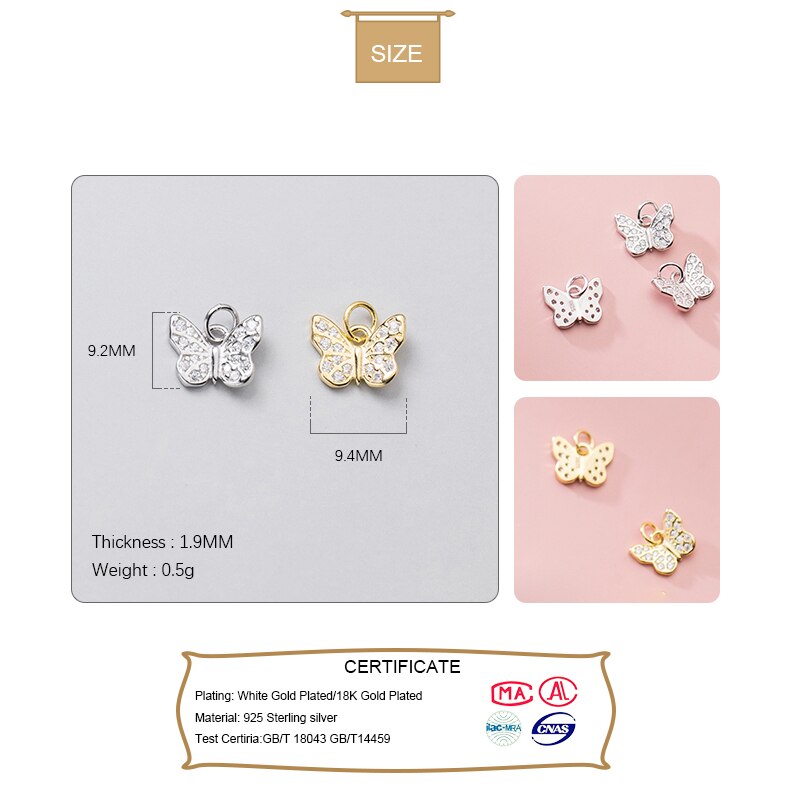 Trustdavis Echt 925 Sterling Zilveren Vlinder Cz Markering Armband Ketting Link Stuk Diy Accessoires DZ39