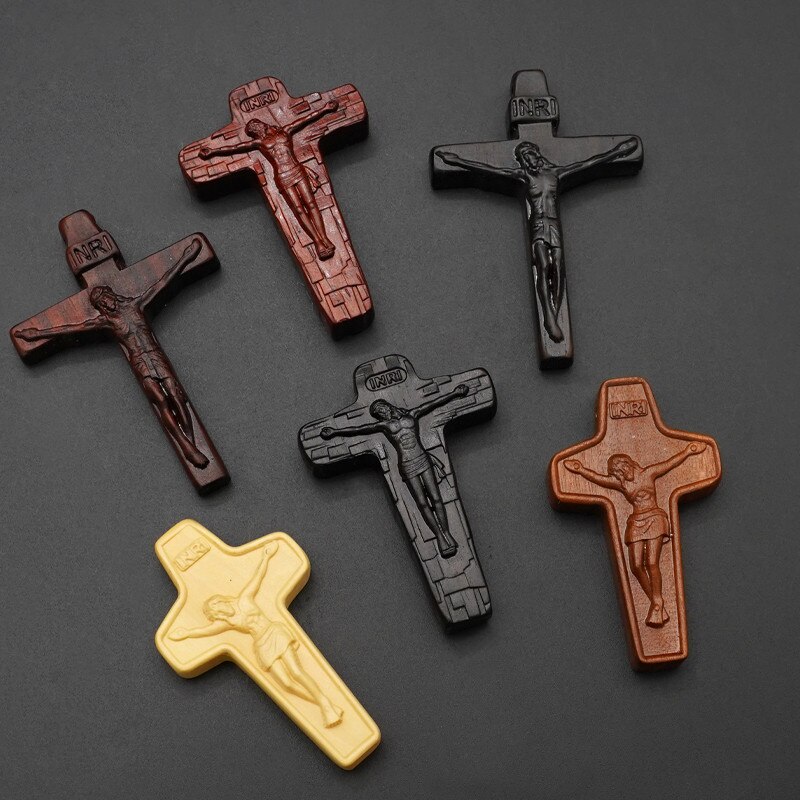 Sandelhout Cross Rosarios Catolicos Accessoires Christian Mini Hout Cross Hanger Crucifixo Religieuze Sieraden