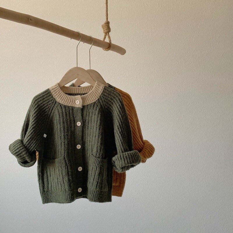 Deer jonmi 2022 primavera stile coreano bambini maglioni Cardigan lavorati a maglia Patchwork allentati Casual bambini maglione cappotti