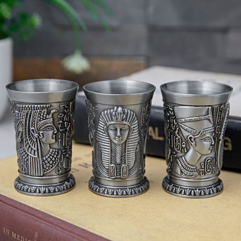 Sinklegering egyptisk farao vinglass oldtidens Egypt totem vinglass europeisk retro vinglass metallhåndverk: Tutankhamun