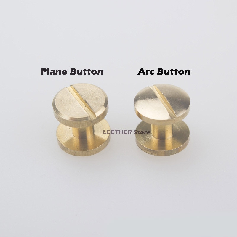 10pcs Solid Brass Arc/Plane Button Stud Screw Rivet Screw Back Belt for Sewing Handmade DIY Leather Accessories Material