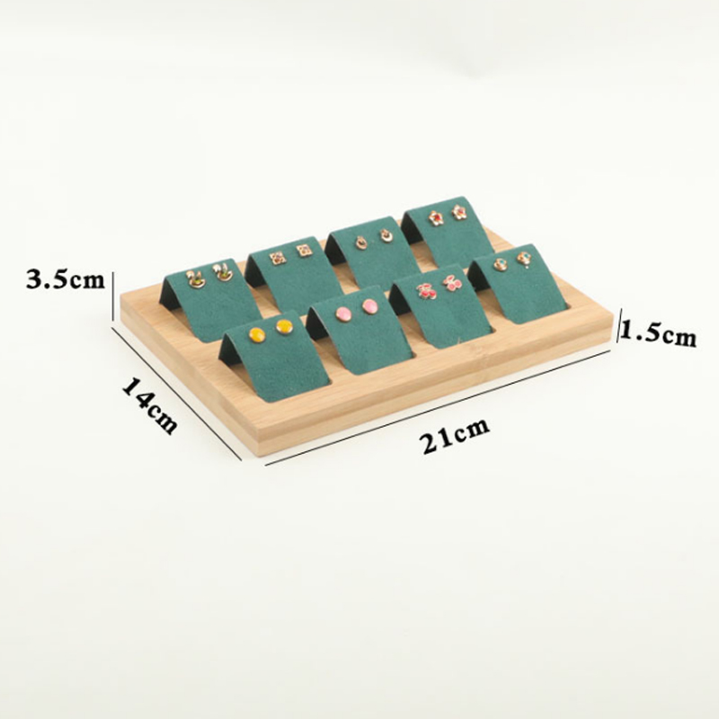 Drewniany schowek na kolczyki tacka na karty na akcesoria robić biżuterii wyświetlacz biżuteria pierścionek naszyjnik Organizer robić ekspozycji: 8 para